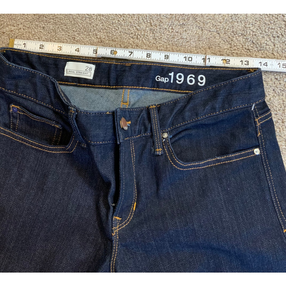 Gap Womens Jeans Size 28 Dark Blue Denim Cropped Straight Leg‎ Preppy Y2K Casual - Picture 12 of 15